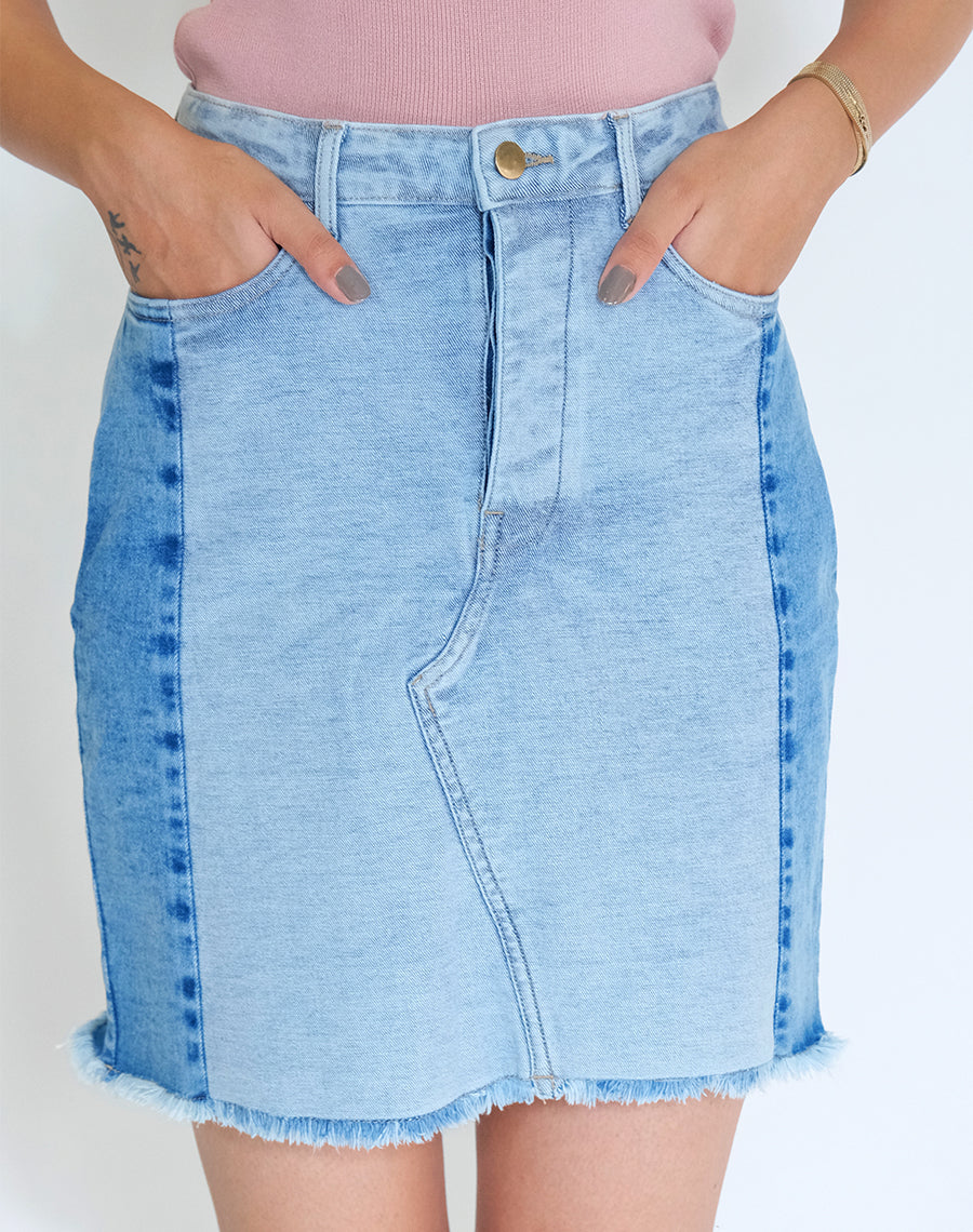 Double-shaded Denim Skirt