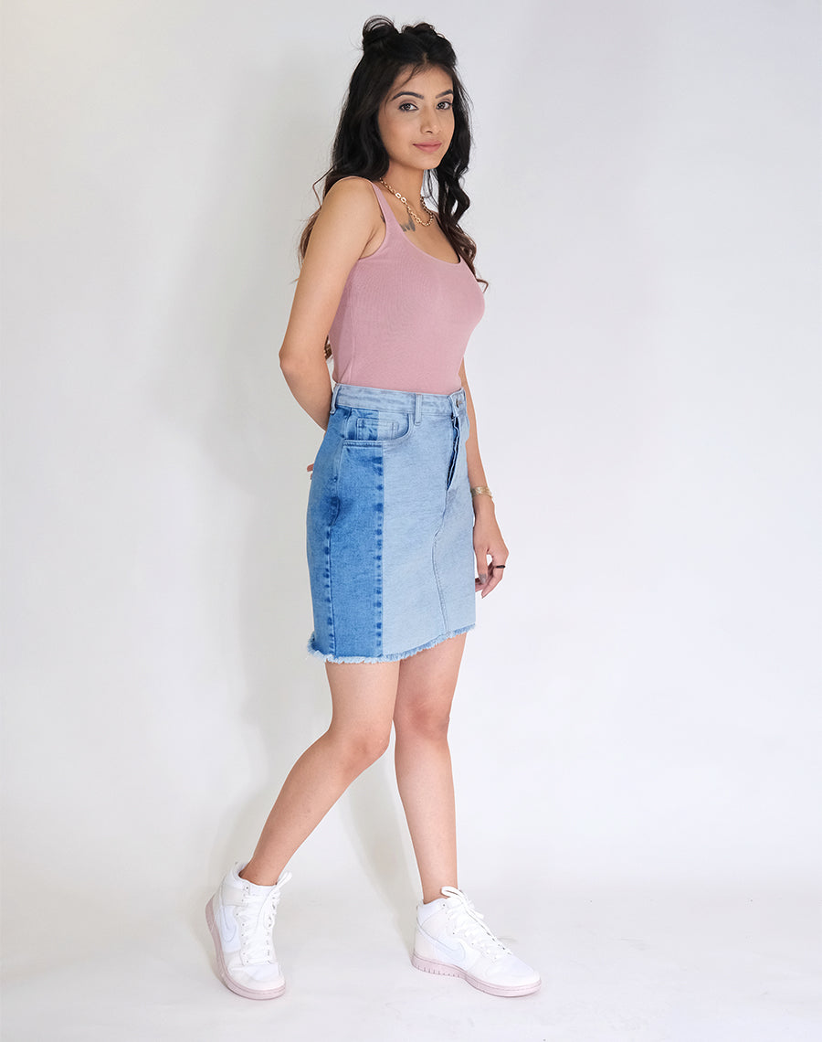 Double-shaded Denim Skirt