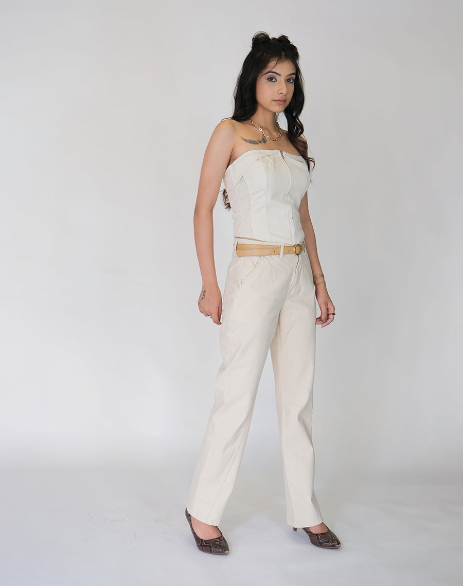 Beige Pants Straight Fit