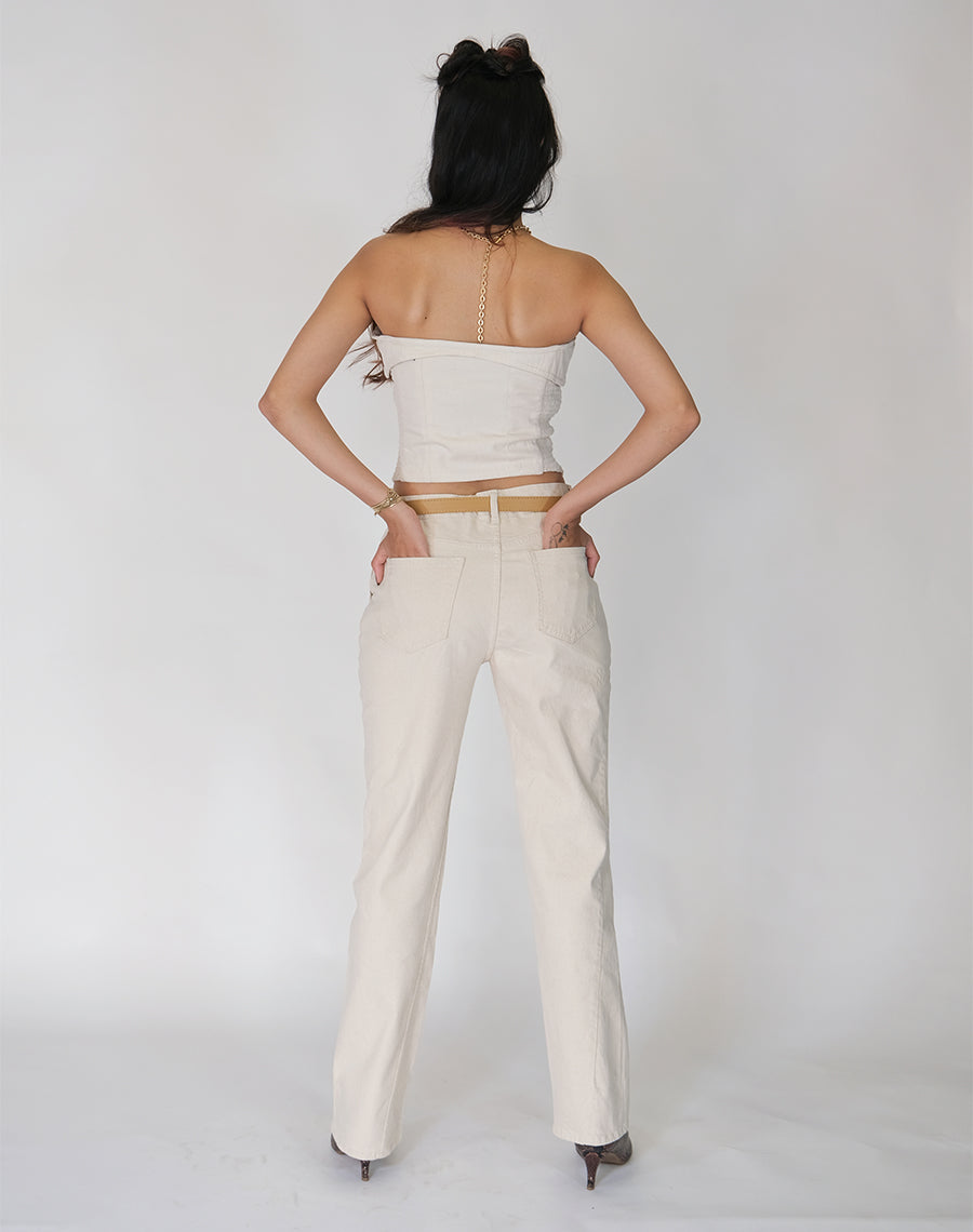 Beige Pants Straight Fit