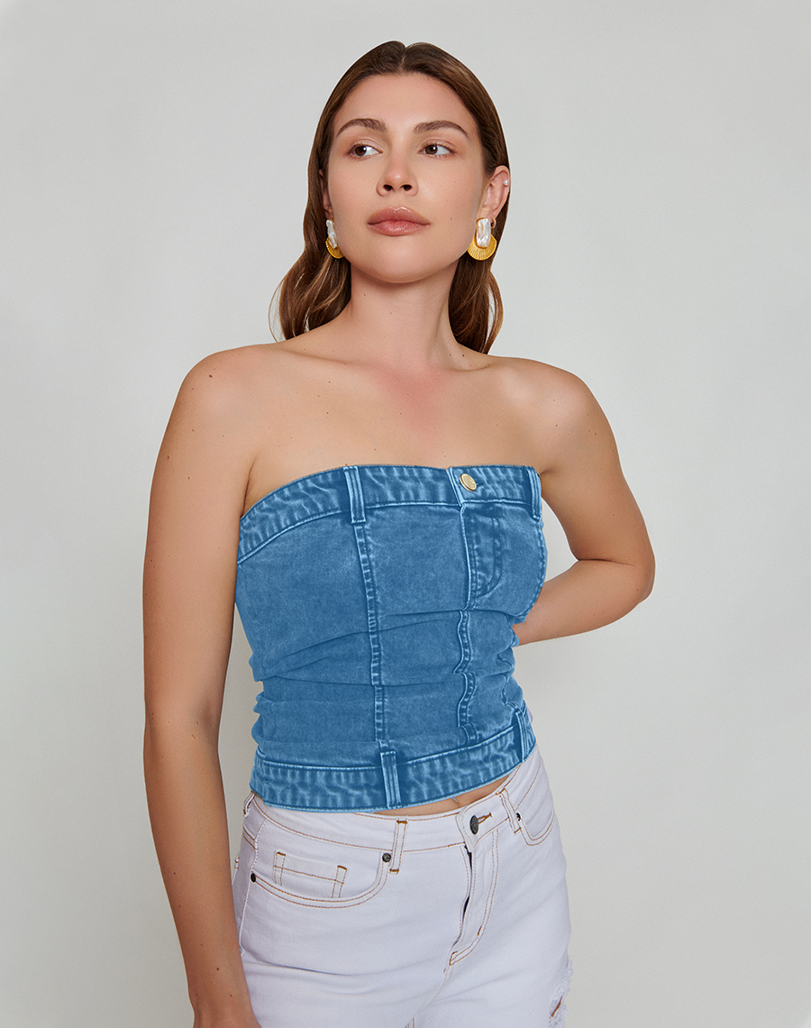 Blue Denim Tube Top