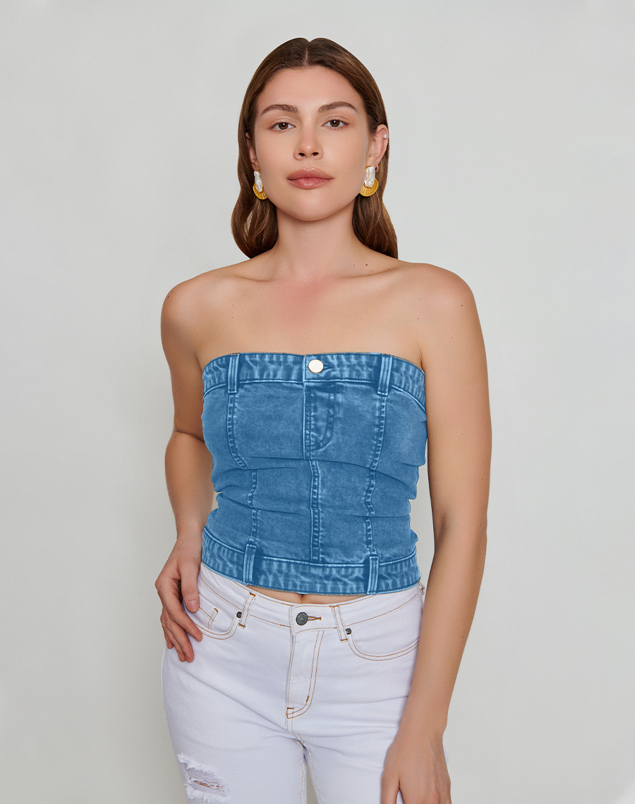 Blue Denim Tube Top