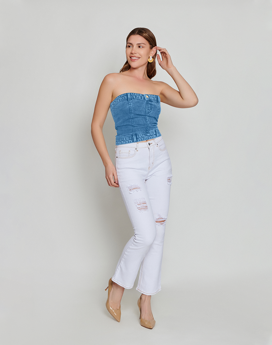 Blue Denim Tube Top