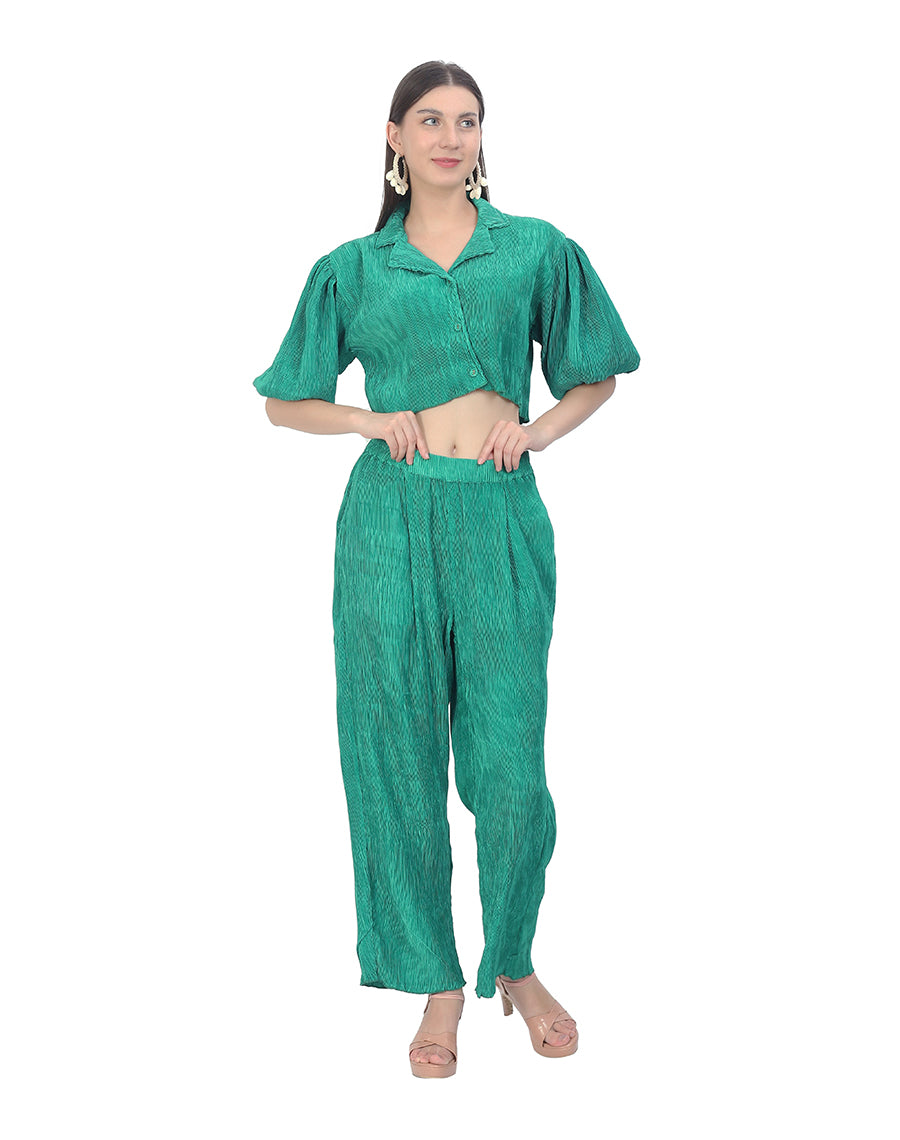 Green Crop Top Co-Ords Set