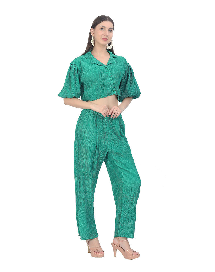 Green Crop Top Co-Ords Set