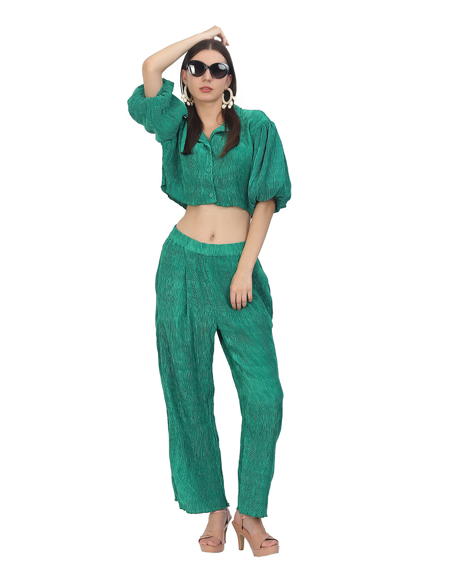 Green Crop Top Co-Ords Set