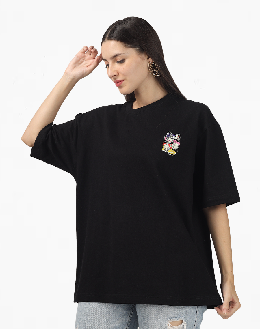 Black Oversized T-shirt with Demon Slayer Print