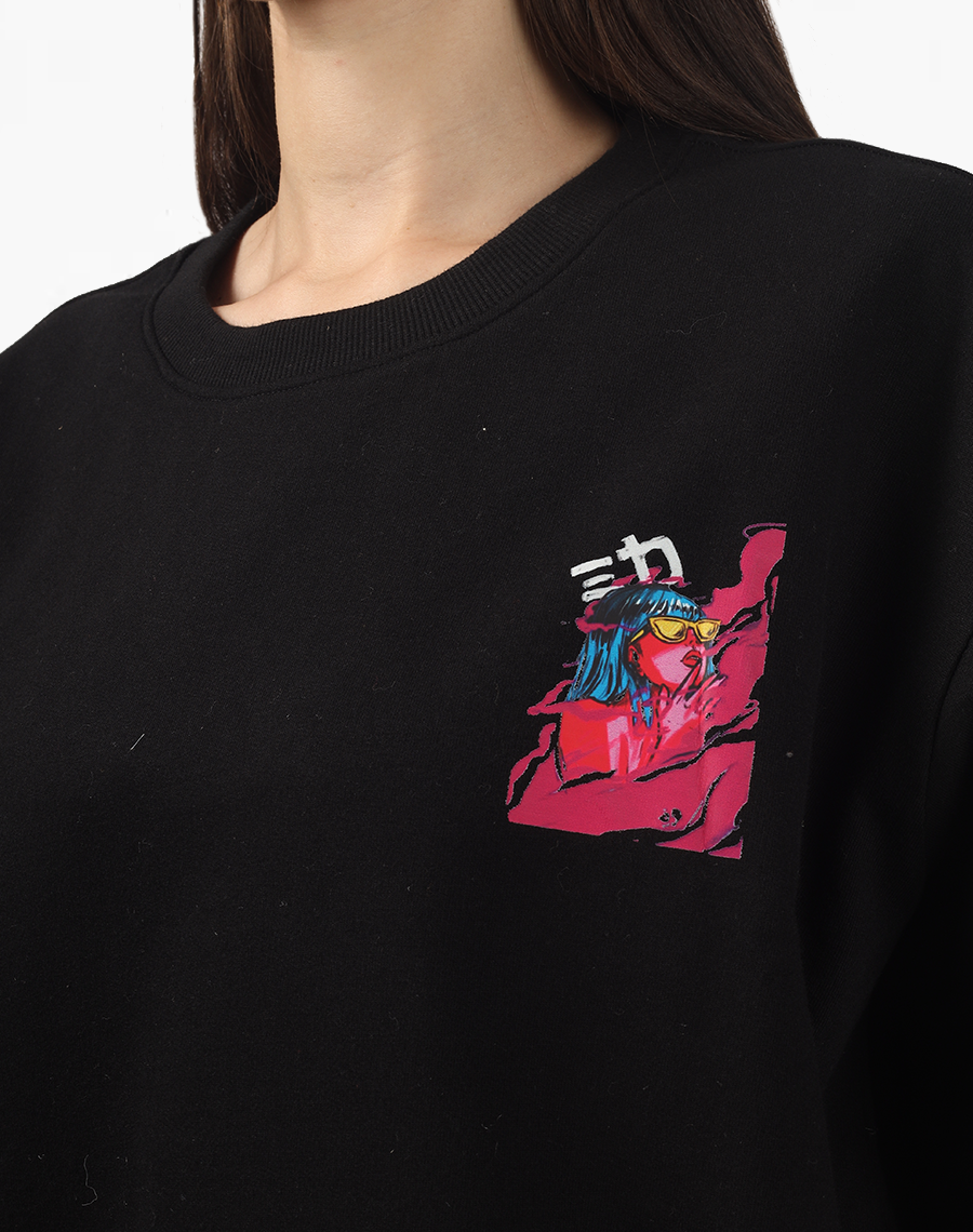 Black Oversized T-shirt - Pink Smoke