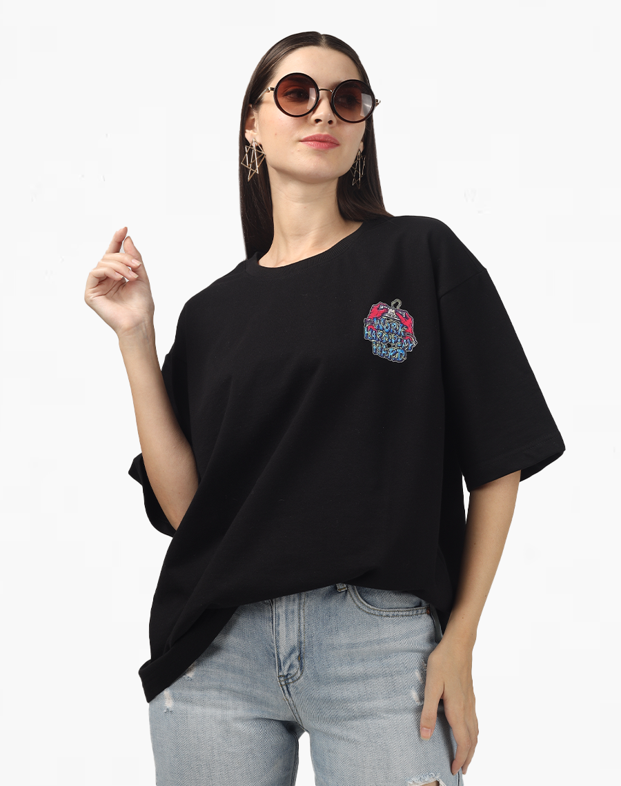 Black Oversized T-shirt - “Work Hard Play Hard”