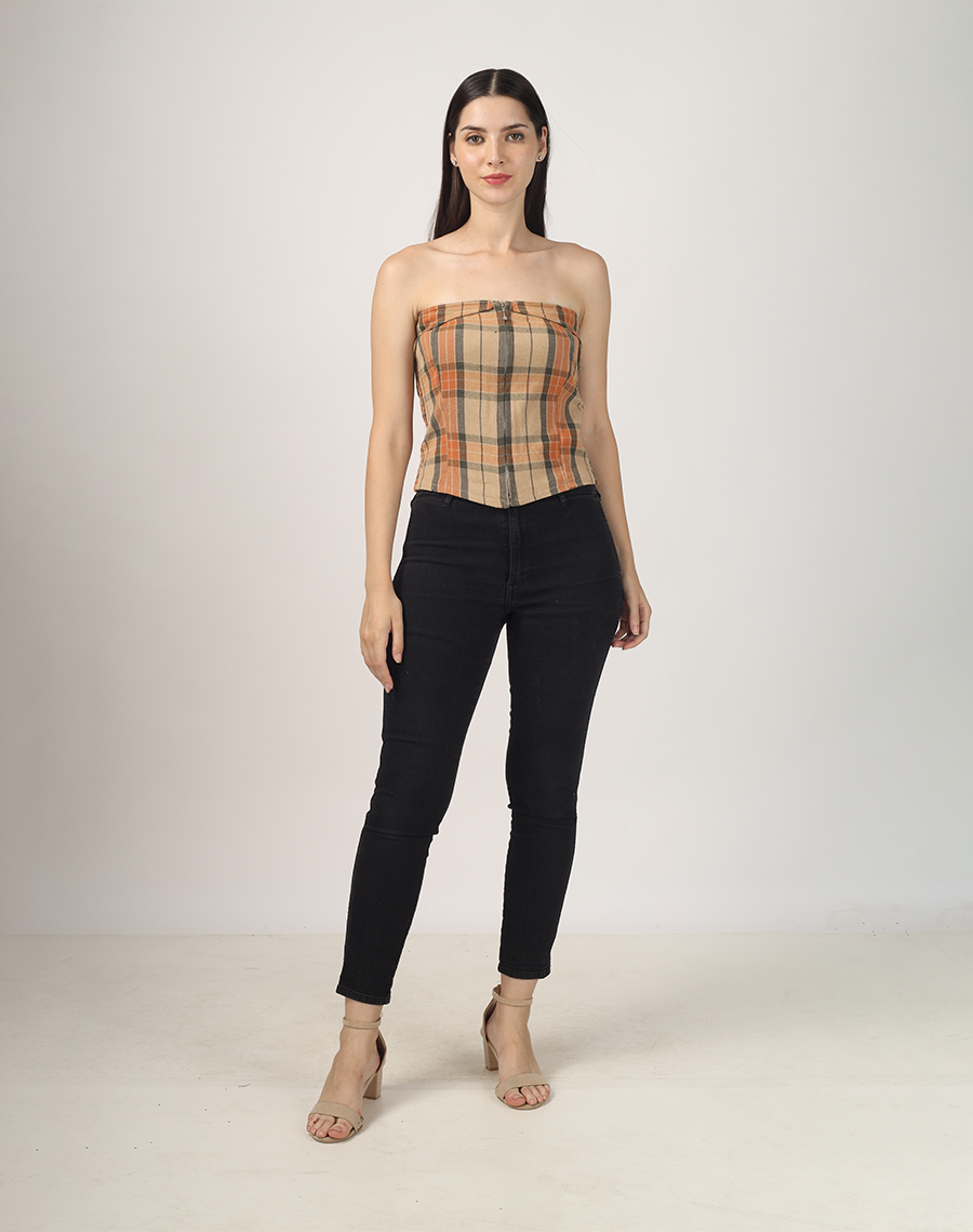 Checkered Strapless Tube Top