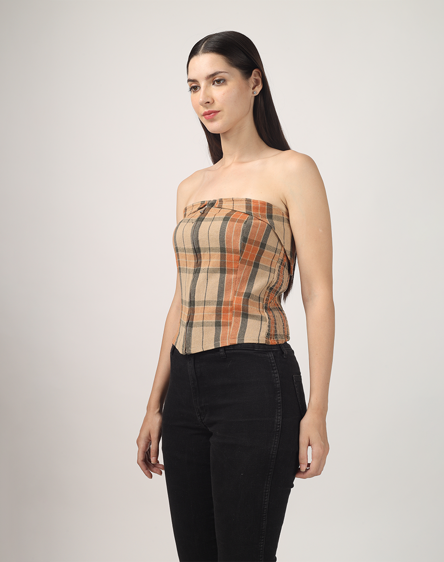 Checkered Strapless Tube Top