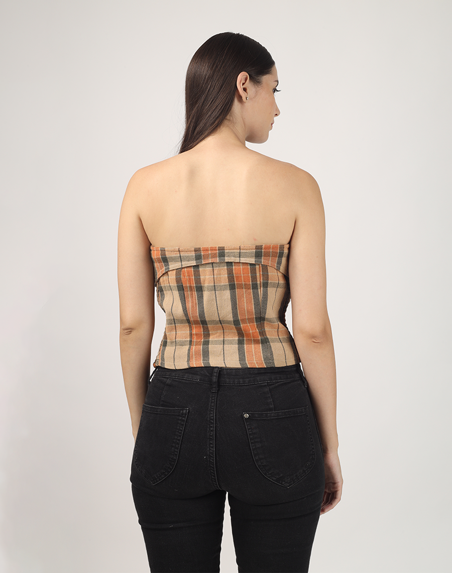 Checkered Strapless Tube Top