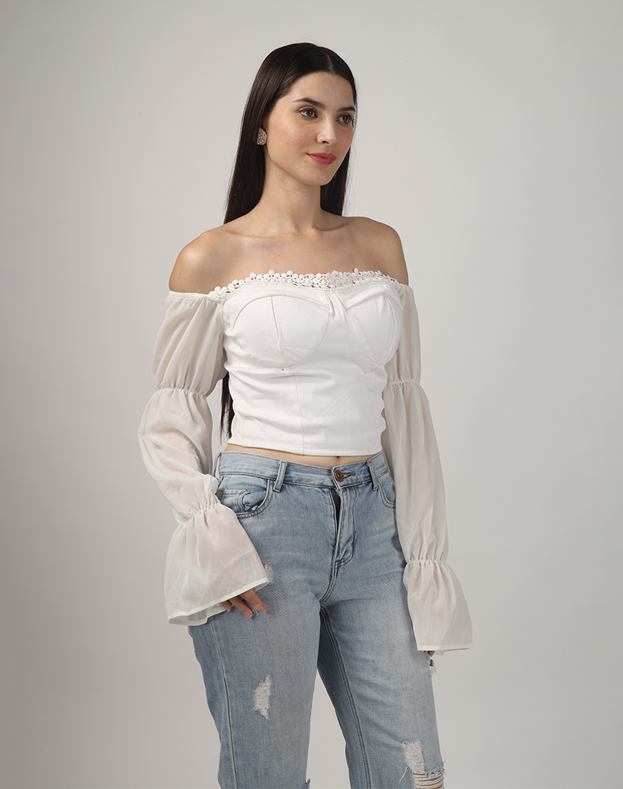 White Off-shoulder Lacy Tube Top