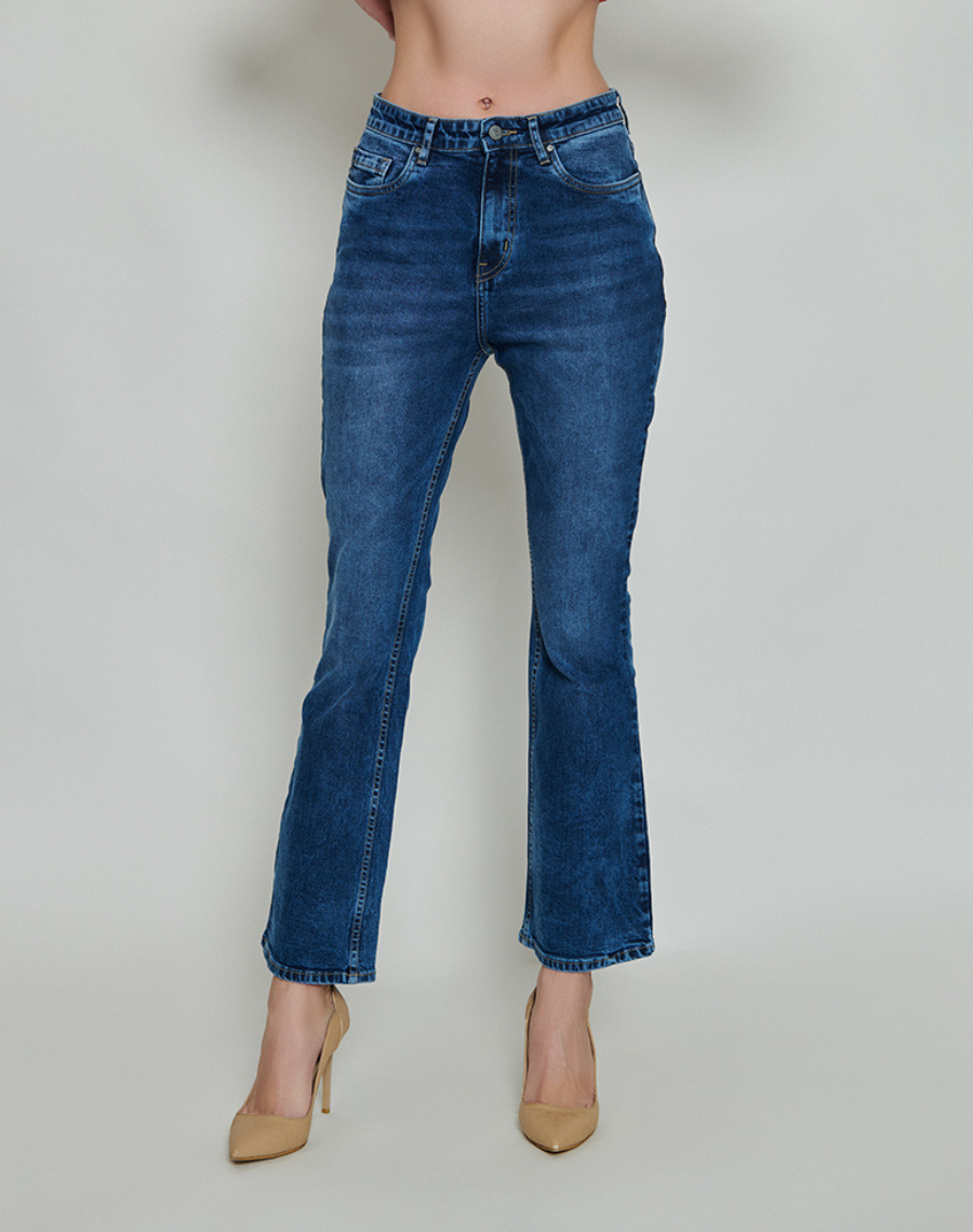 Retro Dark Blue Flared Jeans