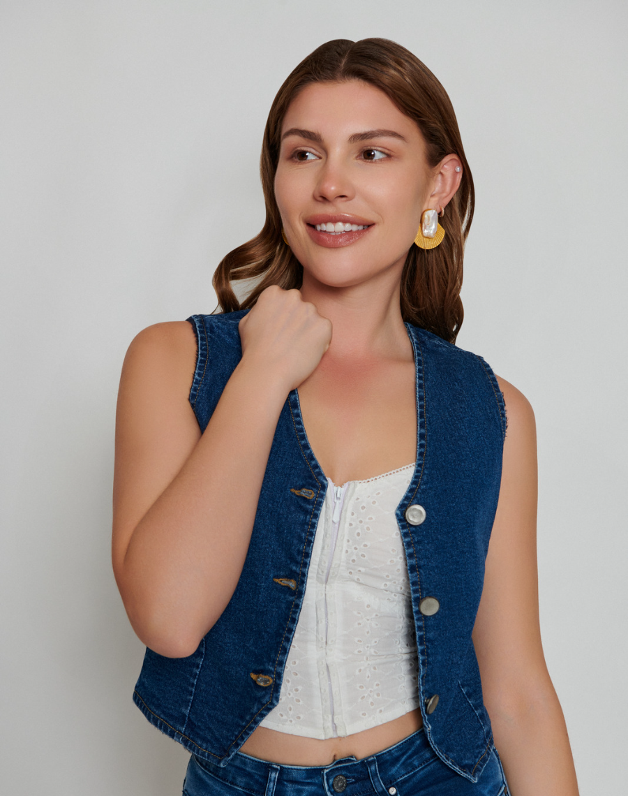 Blue Denim Waist Coat