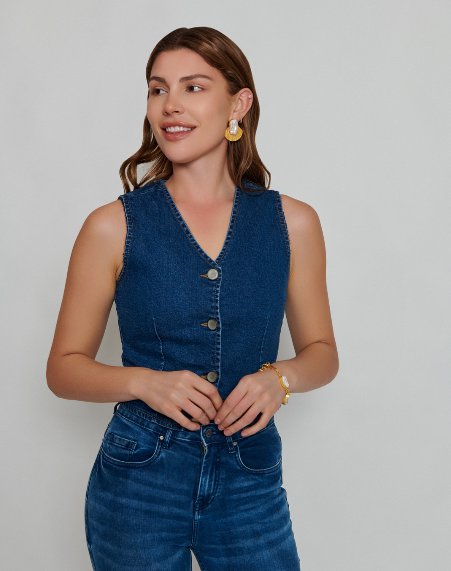 Blue Denim Waist Coat