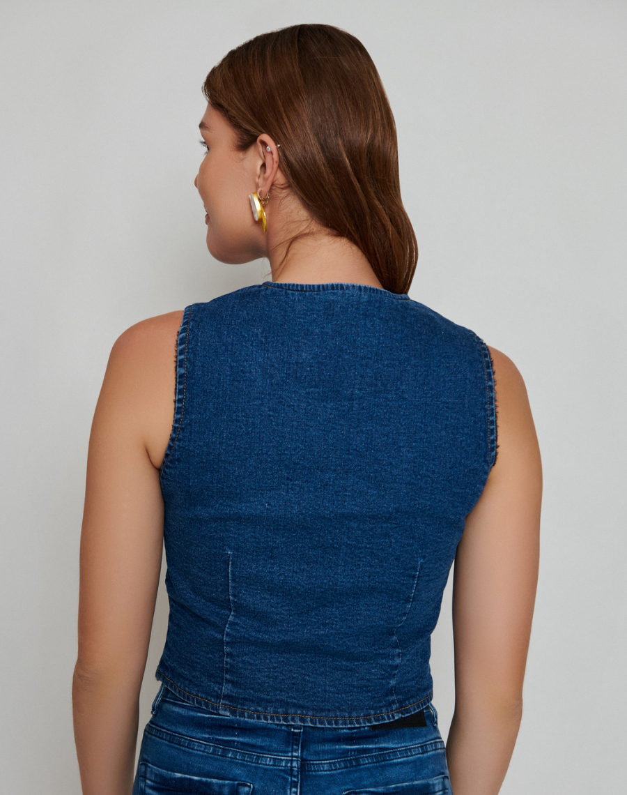 Blue Denim Waist Coat