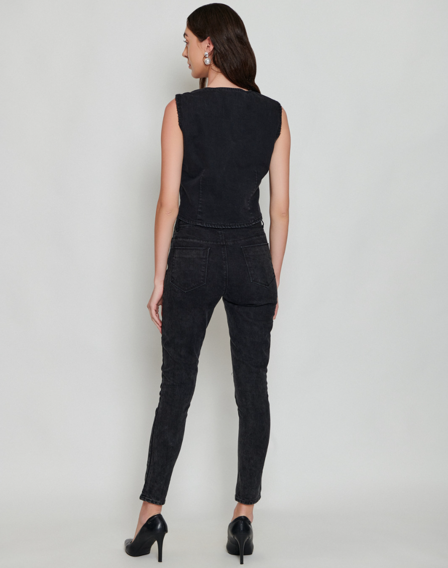 Black Denim Waist Coat