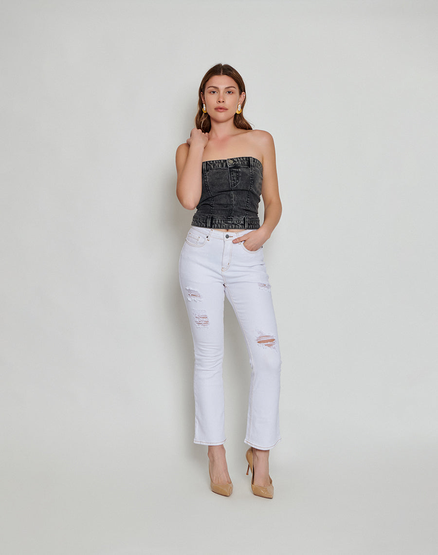 Charcoal Black Denim Tube Top