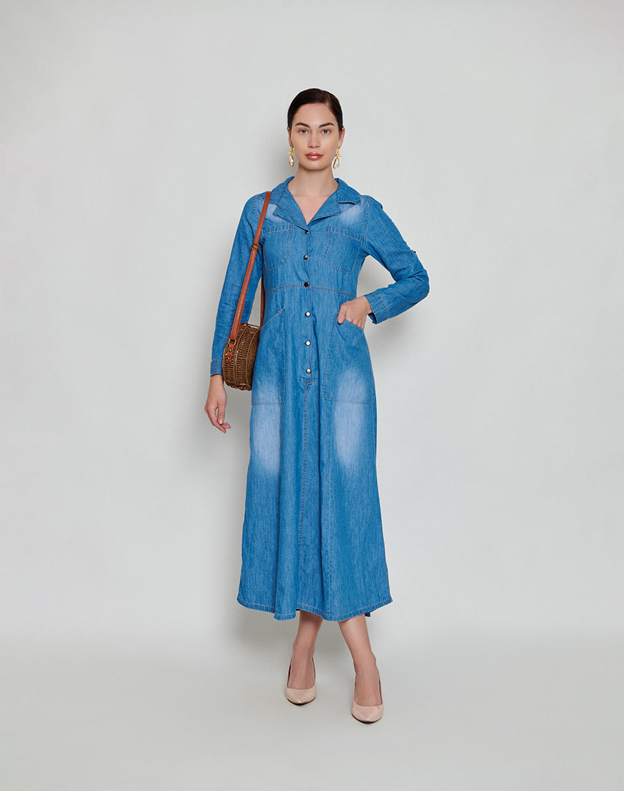 Blue Denim Maxi Dress