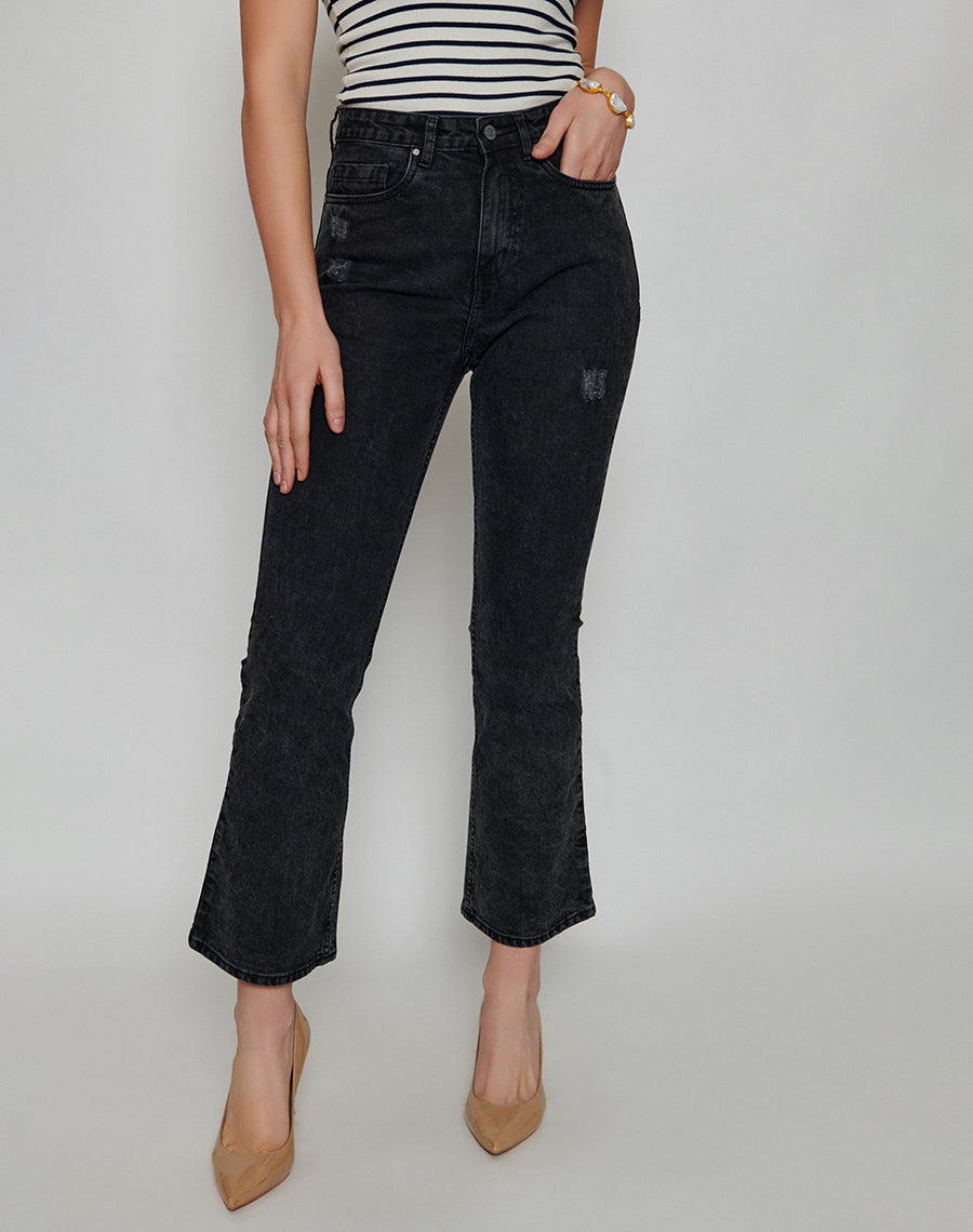 Retro Charcoal Black Bootcut Jeans