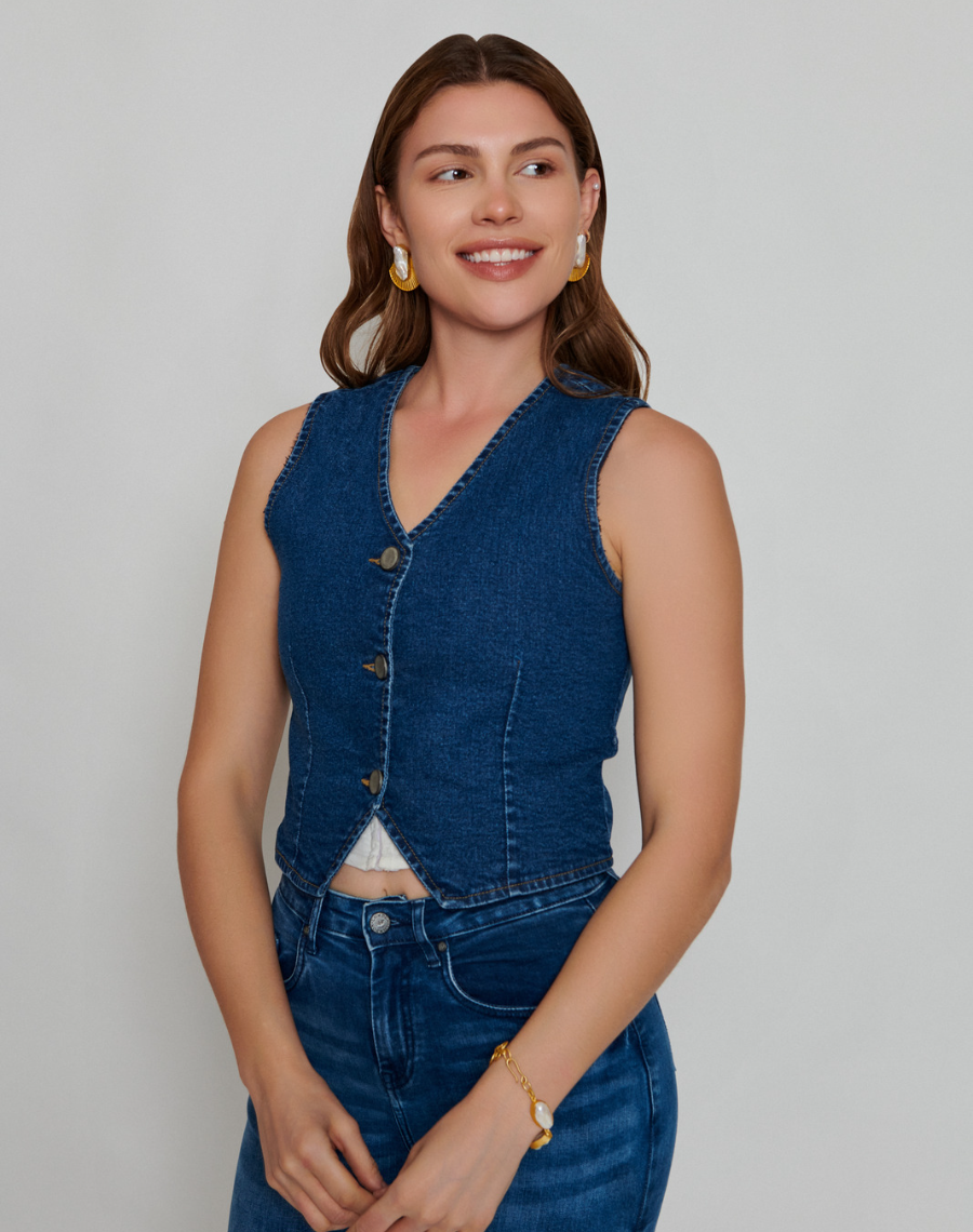 Blue Denim Waist Coat